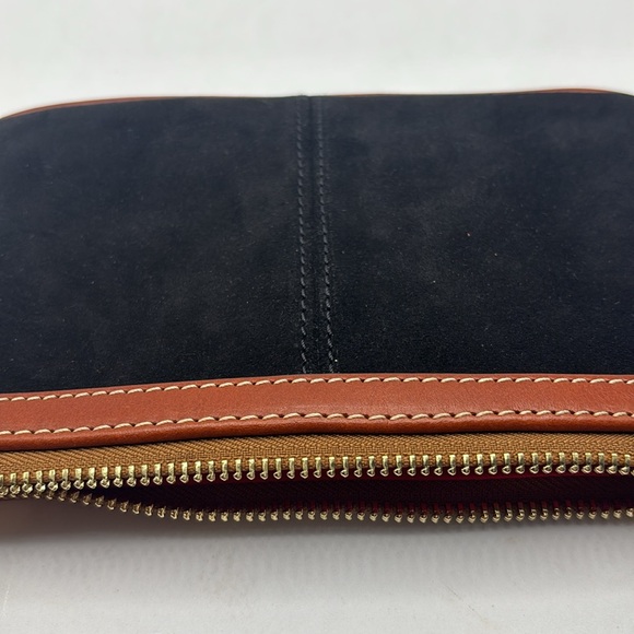 Dooney & Bourke black & tan Suede Large Slim Wristlet with side interior pocket - Picture 6 of 10